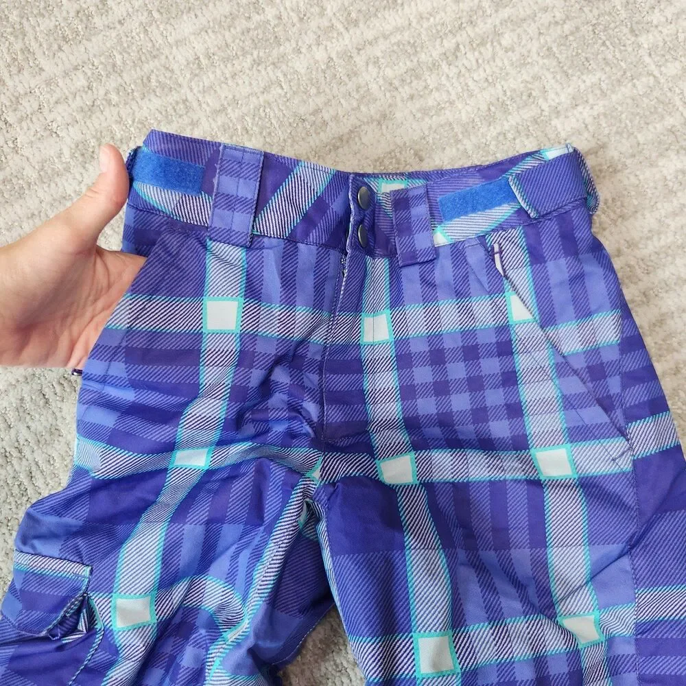 Columbia youth Bugaboo snow ski pants purple plaid size S/8 - Picture 7 of 12